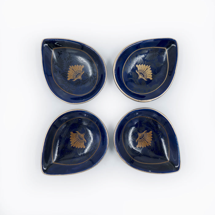 Saaki Navy Blue Ceramic Diya (Set of 4)