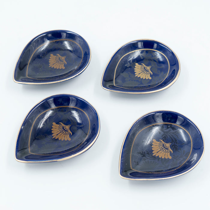 Saaki Navy Blue Ceramic Diya (Set of 4)