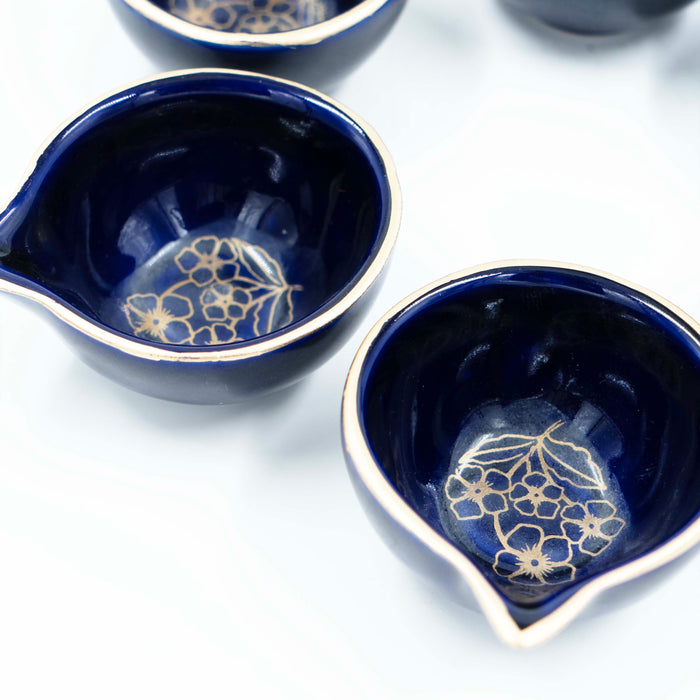 Saaki Navy Blue Ceramic Diya (Set of 6)