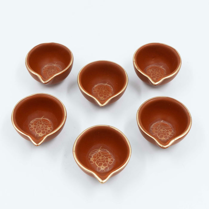 Saaki Rust Ceramic Diya (Set of 6)