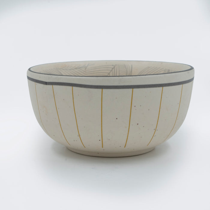 Kadali Yellow Stripe Soup Bowl Stoneware