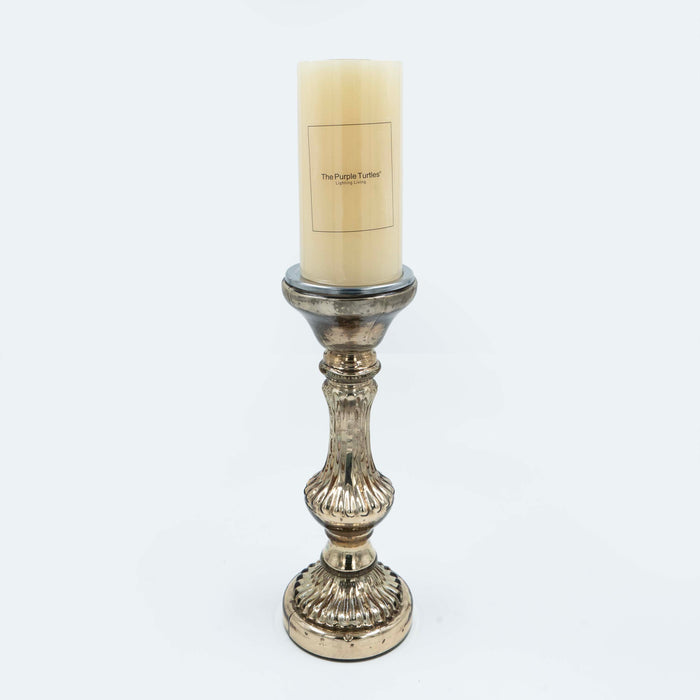 Saanjhi Candle Stand Gold Glass