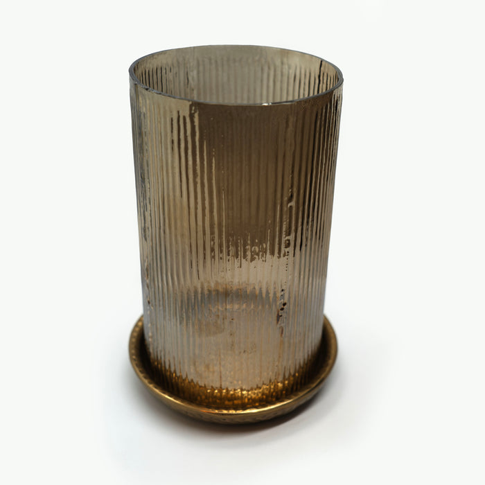 Virasat Hurricane Ribbed Glass Antique Brass