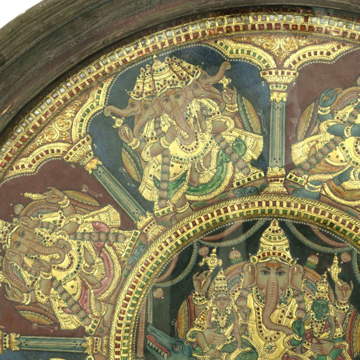 Circular Asta Ganesha Tanjore Painting
