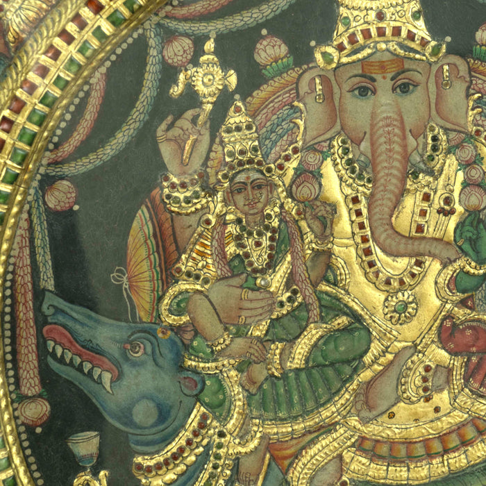 Circular Asta Ganesha Tanjore Painting
