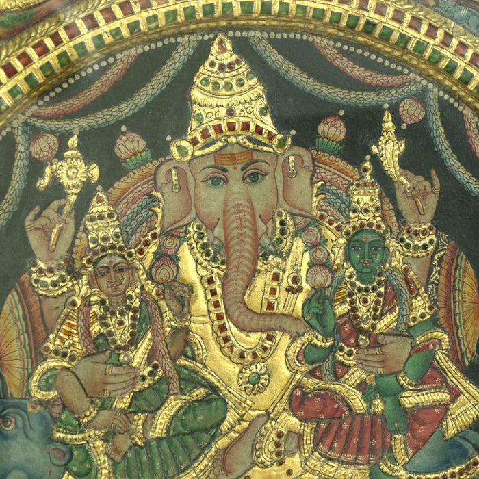 Circular Asta Ganesha Tanjore Painting