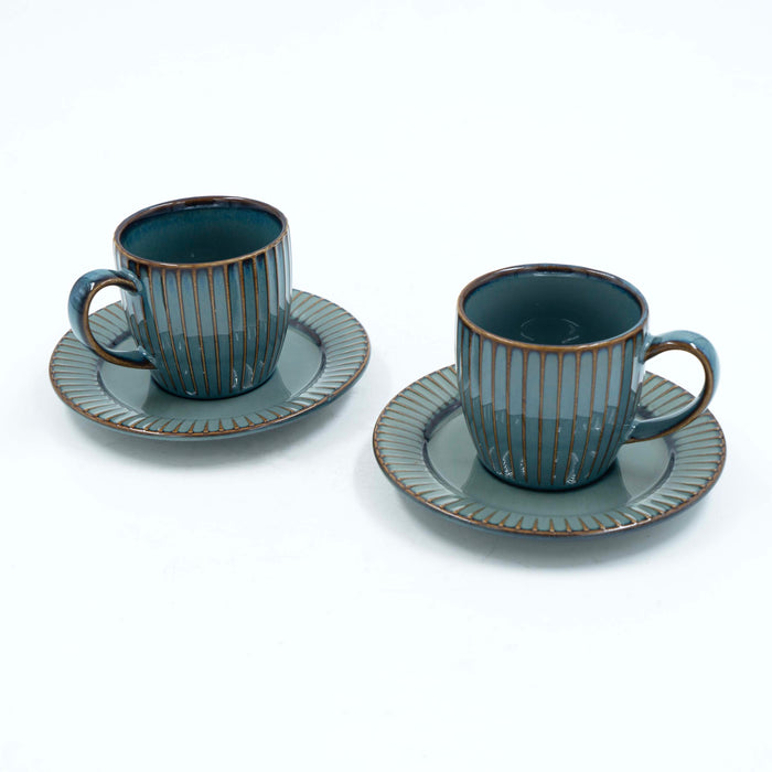 Teal Espresso Cup - Linear (Set of 2)