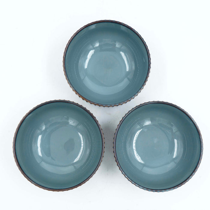 Teal Bowl - Linear (Set of 3)