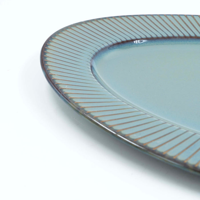 Teal Oval Platter - Linear
