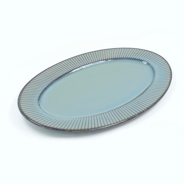 Teal Oval Platter - Linear