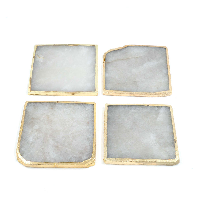 Semi Precious Smokey Quartz Coaster with Box (set of 4)