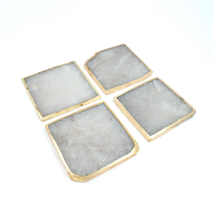 Semi Precious Smokey Quartz Coaster with Box (set of 4)