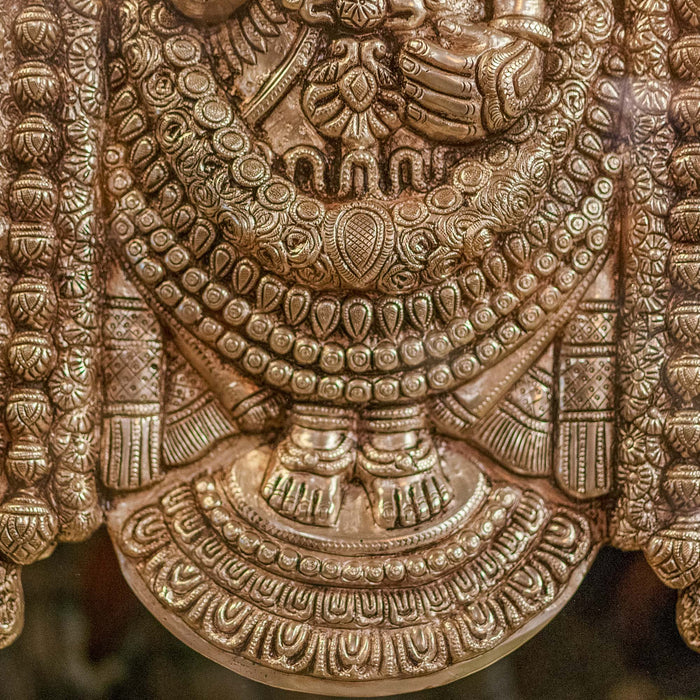 Lord Venkateshwara Brass Idol With Frame - Adorned In Silver