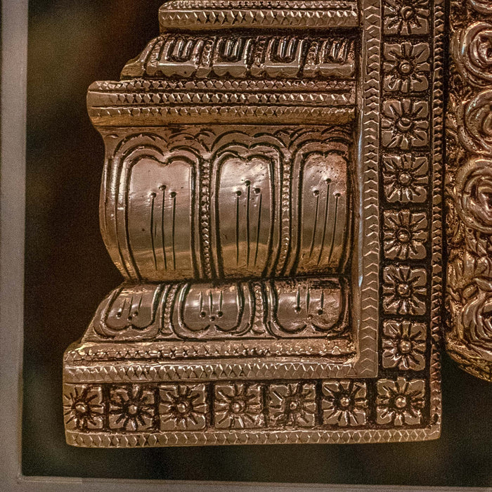 Lord Venkateshwara Brass Idol With Frame - Adorned In Silver