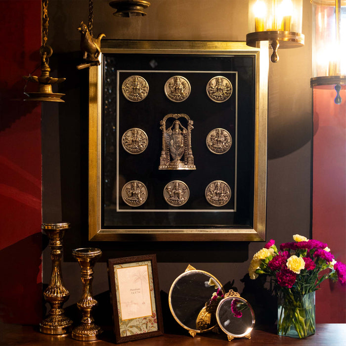 Balaji With Ashtalakshmi Brass Idol With Frame - Adorned In Silver