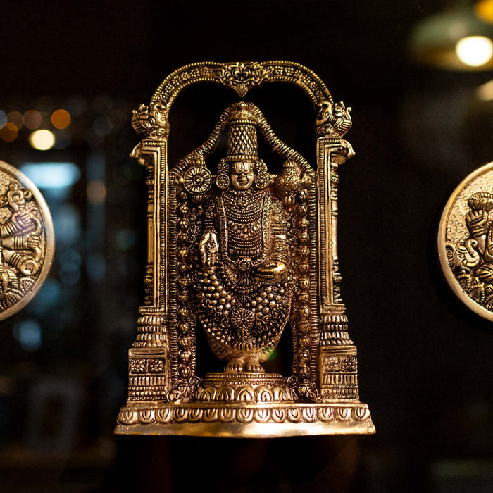 Balaji With Ashtalakshmi Brass Idol With Frame - Adorned In Silver