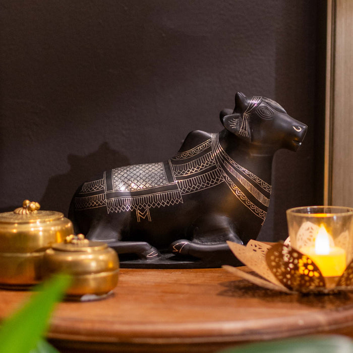 Brass Bidri Nandi Idol - Symbol of Loyalty and Devotion