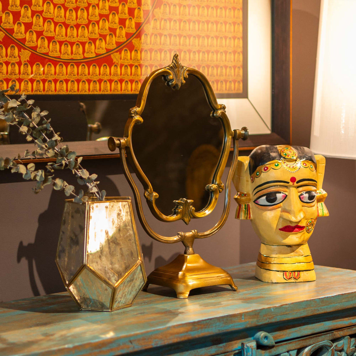 Buy Tray Gul Table Top Mirror With Stand Shop at The Purple Turtles