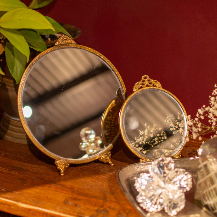 Midori Brass Round Mirror Gold