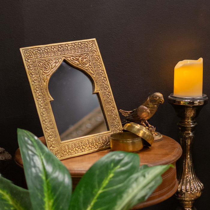 Taziri Brass Table Mirror