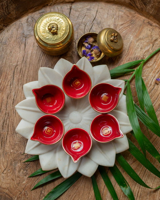 Nera Saaki Burgundy Diya (Set of 6)