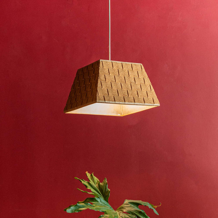 Cork Weaved Trapeze Pendant Lamp
