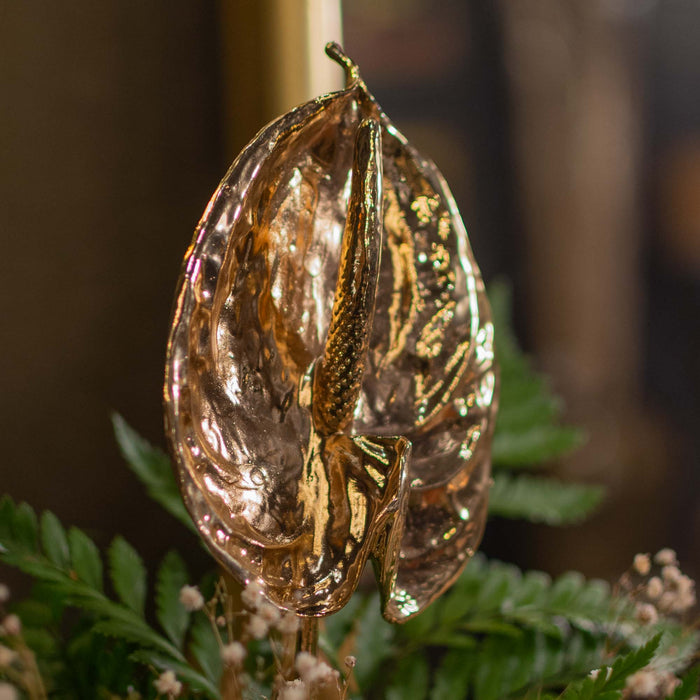 Fresh Anthurium With Stem Dipped In 24K Gold