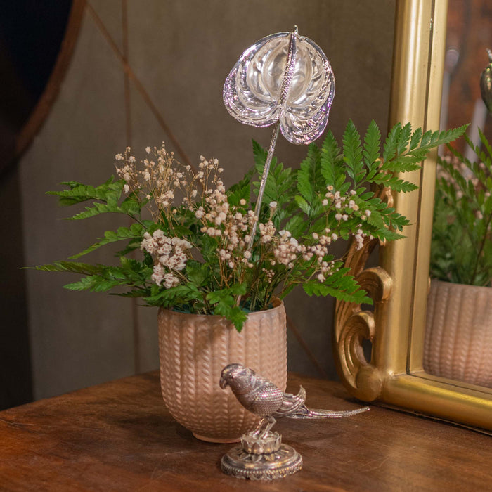 Fresh Anthurium With Stem Dipped In 999 Silver