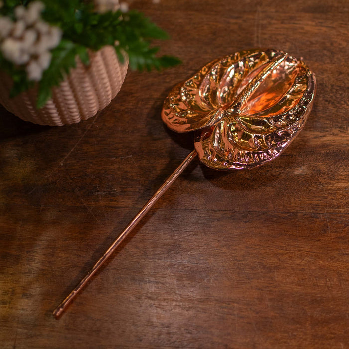 Fresh Anthurium With Dipped In Rose Gold (18K Gold With Copper Infused)