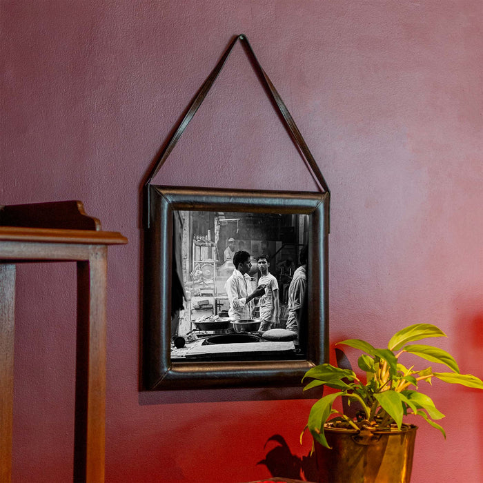 Square Wall Antique Brown Leather Frame