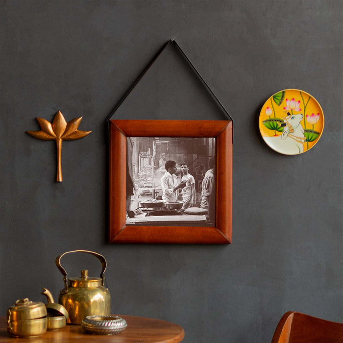 Square Wall Antique Gold Leather Frame