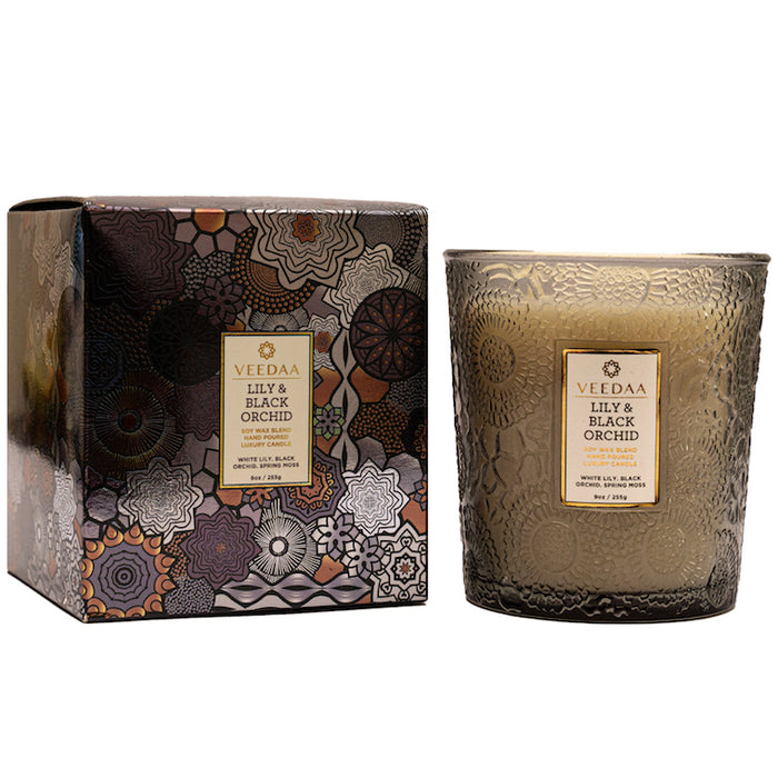 Lily & Black Orchid Valeno Glass Scented Candle