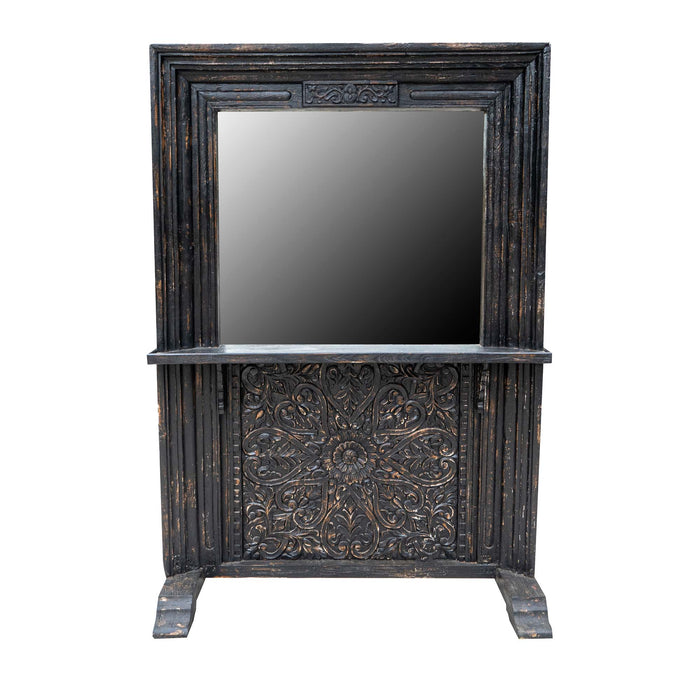 Manami Mango Wood Black Distress Console With Mirror