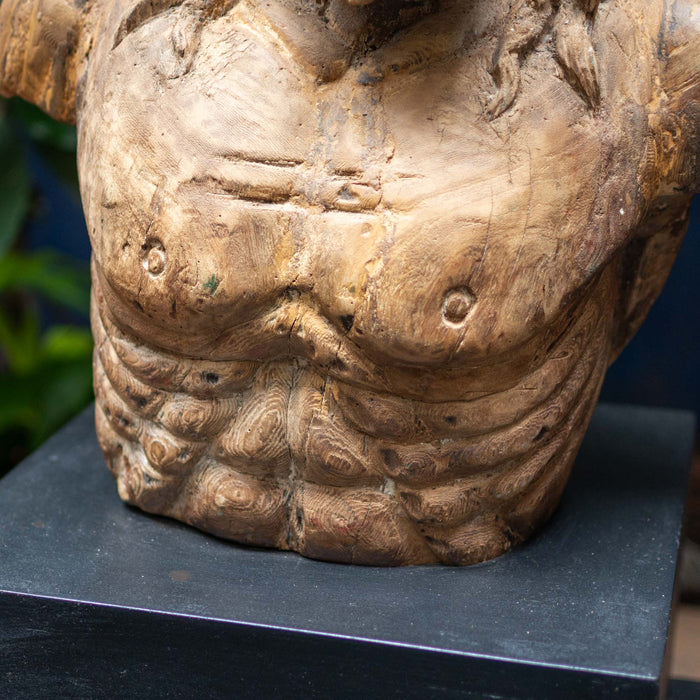 Bust Of Christ Head Wooden Statue With Pillar