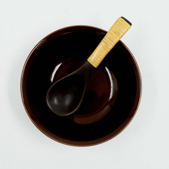 Soupy Meal Bowl with Etched Saucer and Spoon