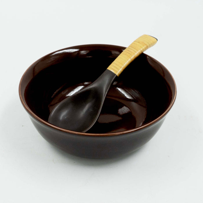 Soupy Meal Bowl with Etched Saucer and Spoon