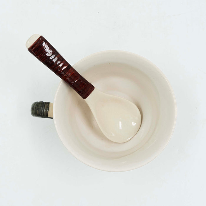 Soup Cup with Etched Saucer and Spoon