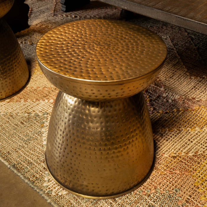 Memphis Antique brass drum side table