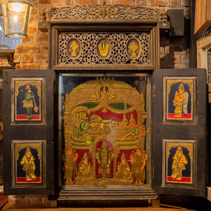 Ranganathar with Sri Devi And Bhu Devi Tanjore Painting