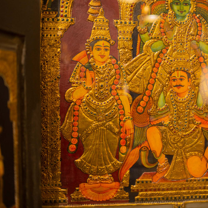 Garuda Seva Vishnu Tanjore Painiting