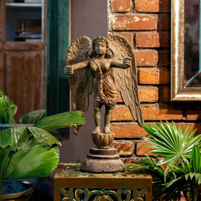 Wooden temple Angel with base