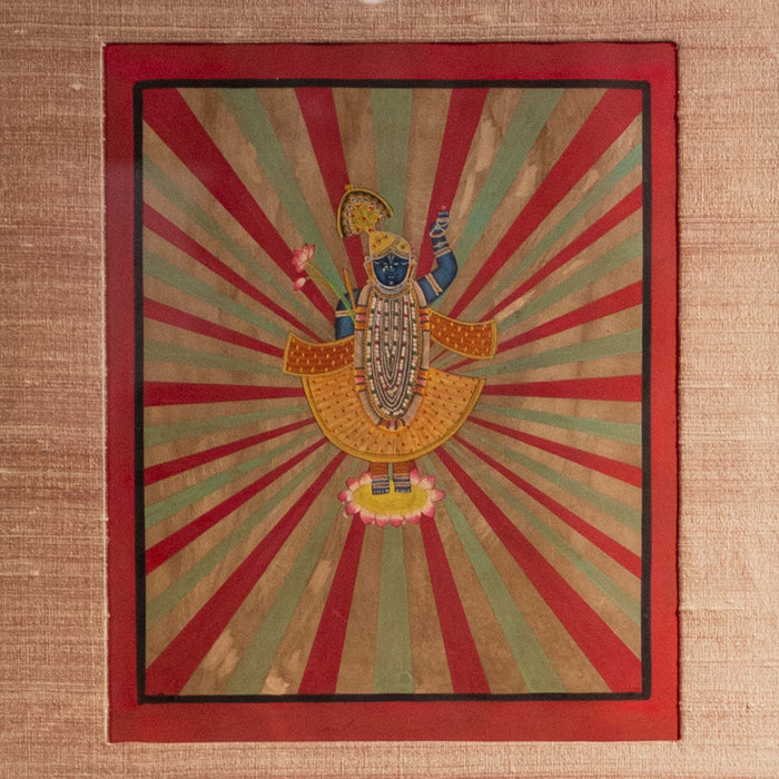 Rajbhog Swaroop Centric Stripes Pichwai Painting With Frame