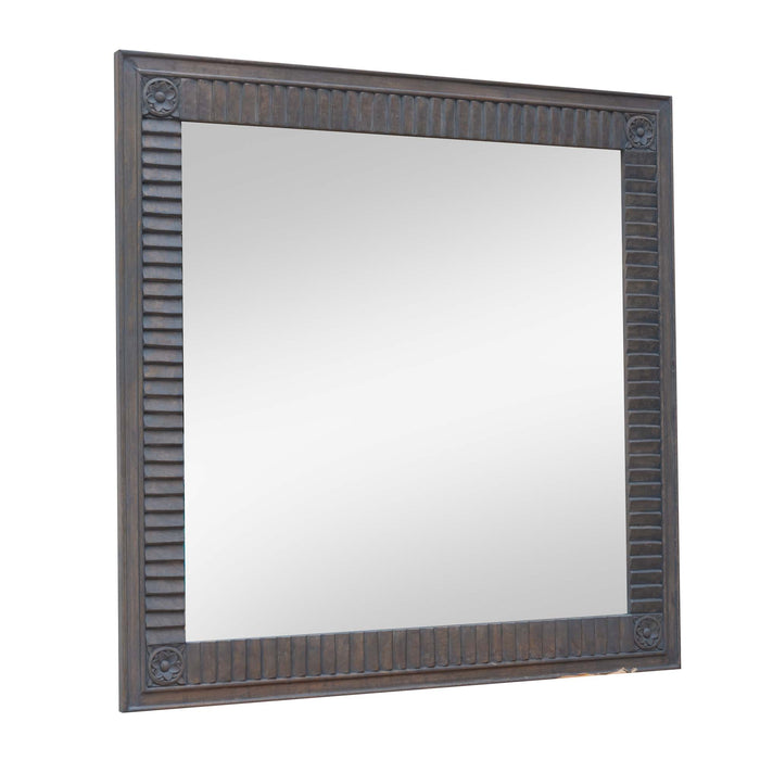 Mihrimah Mango Wood Dark Grey Mirror