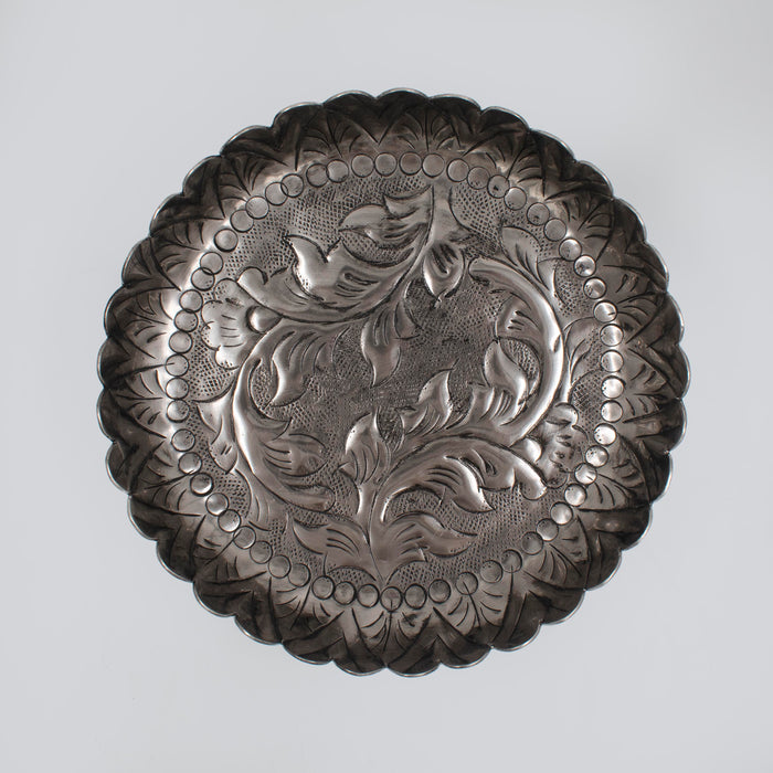 Aane Tarana Platter with Stand Silver Antique