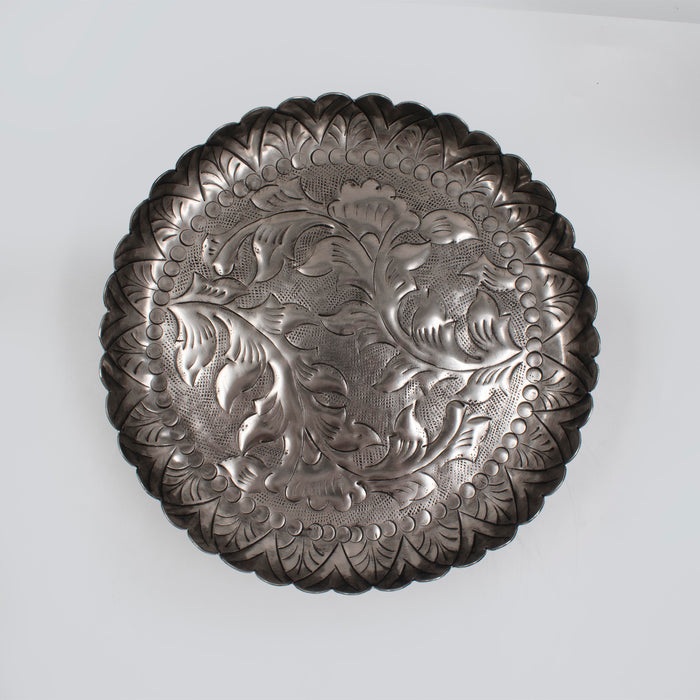Aane Tarana Platter with Stand Silver Antique