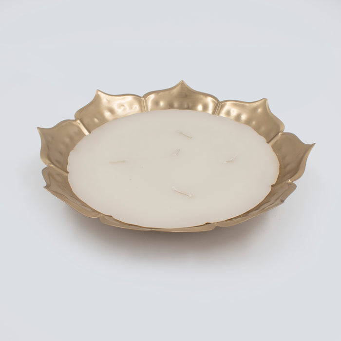 Thamara Candle Stand White Candle Brass Large