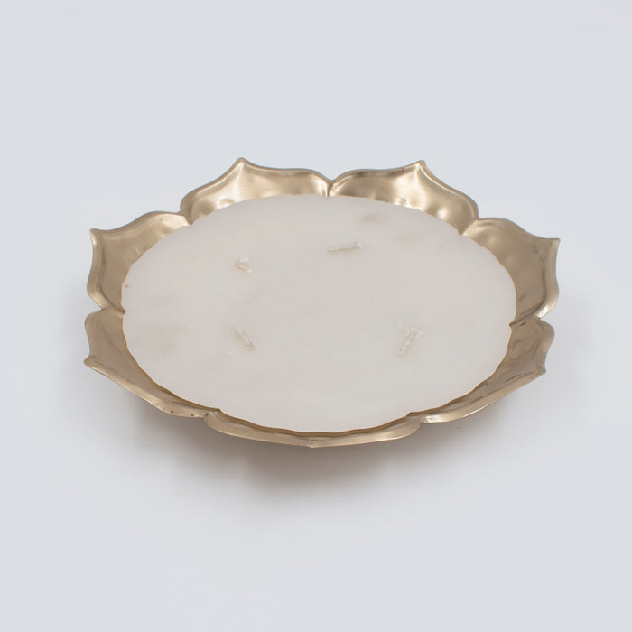 Thamara Candle Stand White Candle Brass Large