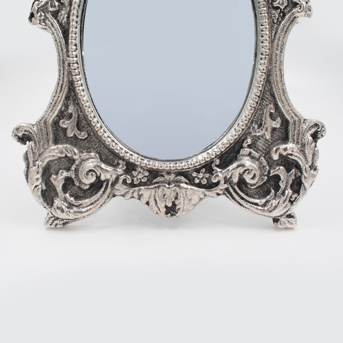 Noor Oval Mirror Silver Antique