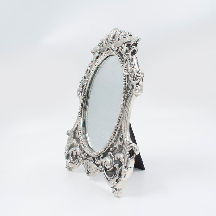 Noor Oval Mirror Silver Antique