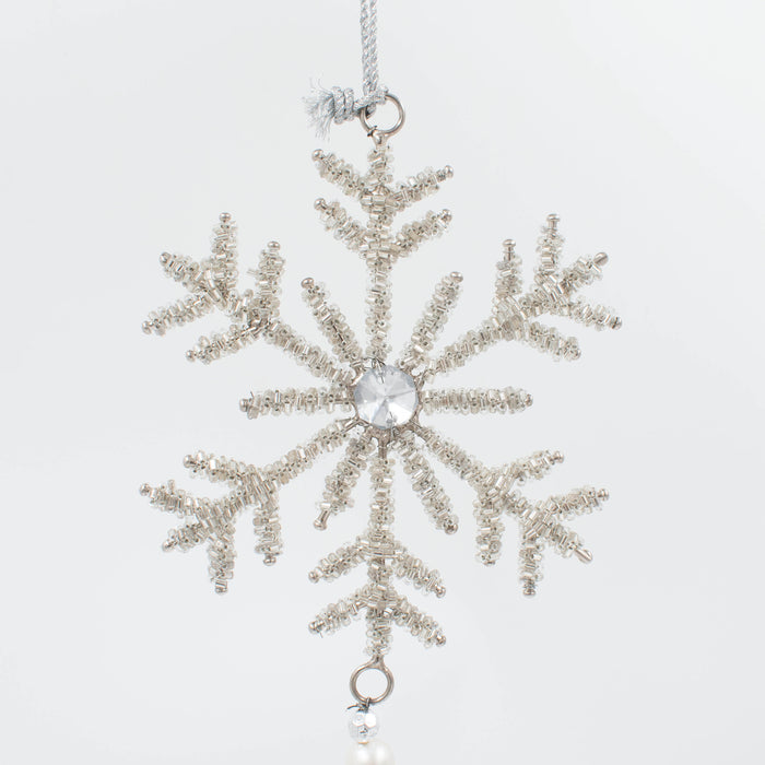 Handcrafted Silver Sparkle Tassel Snowflake Ornament